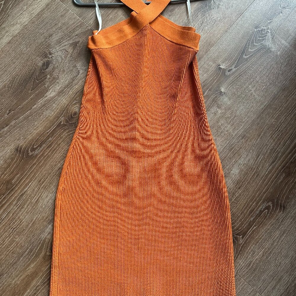 Babaton Orange Halter Dress, Size L